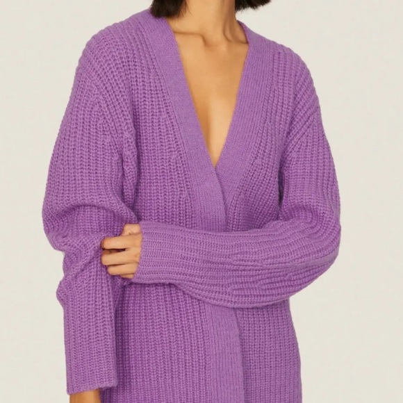 VINCE. 
Sculpted Sleeve Cardigan - Lavender Knit Women's Sweater - Picture 3 of 11